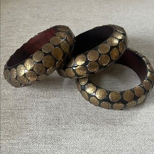 Gold and Black Bangle Set